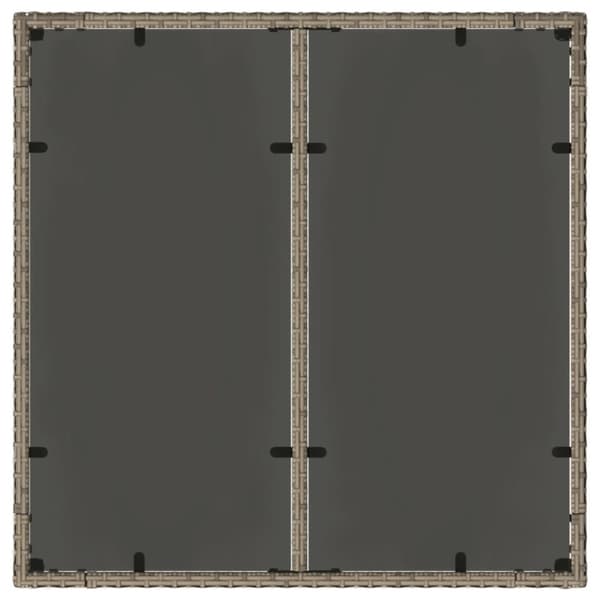 The Living Store havebord med glastop 90x90x75 cm polyrattan grå - Haveborde