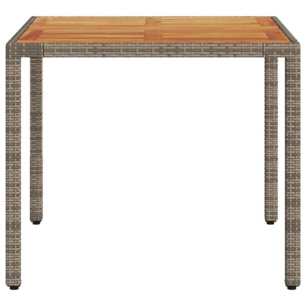 The Living Store havebord med akacietop 90x90x75 cm polyrattan grå - Haveborde