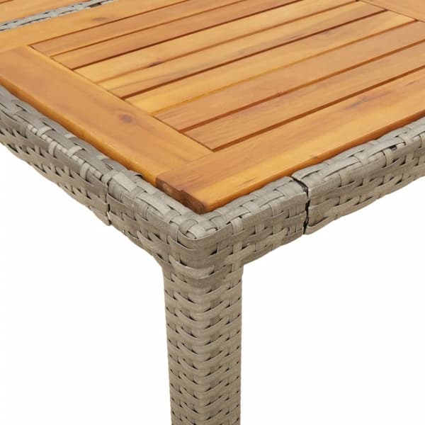 The Living Store havebord med akacietop 90x90x75 cm polyrattan grå - Haveborde