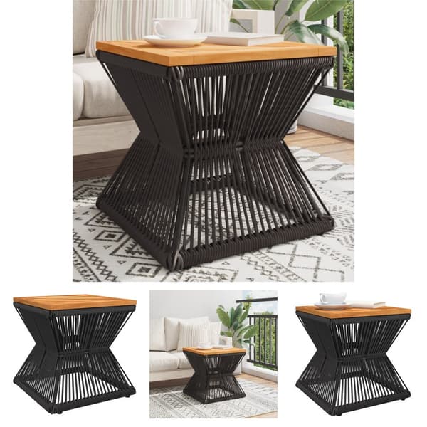 The Living Store sofabord med trådnetbase 38x38x38 cm massivt akacietræ sort - Haveborde