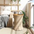 Miniatyrbillede 4 af 11: The Living Store sidebord trommeformet polyrattan og massivt træ beige -  Haveborde