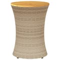 Miniatyrbillede 5 af 11: The Living Store sidebord trommeformet polyrattan og massivt træ beige -  Haveborde