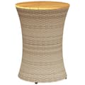 Miniatyrbillede 7 af 11: The Living Store sidebord trommeformet polyrattan og massivt træ beige -  Haveborde