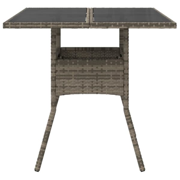 The Living Store havebord med glastop 80x80x75 cm polyrattan grå - Haveborde