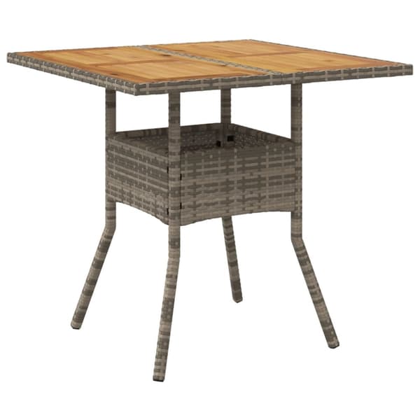The Living Store Trädgårdsbord med akaciaträ grå 80x80x75 cm konstrotting - Utebord