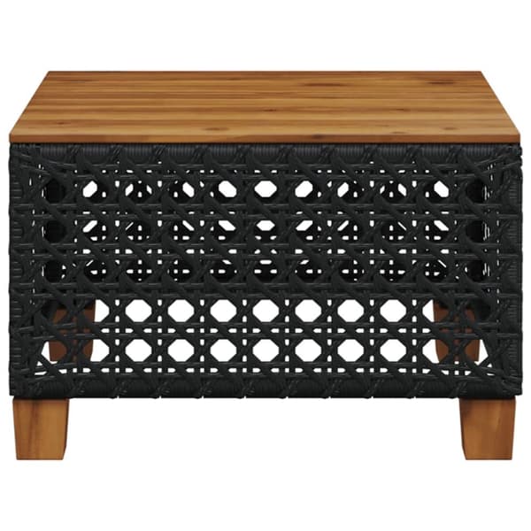 The Living Store Trädgårdsbord svart 55x55x36 cm konstrotting akaciaträ -  Utebord