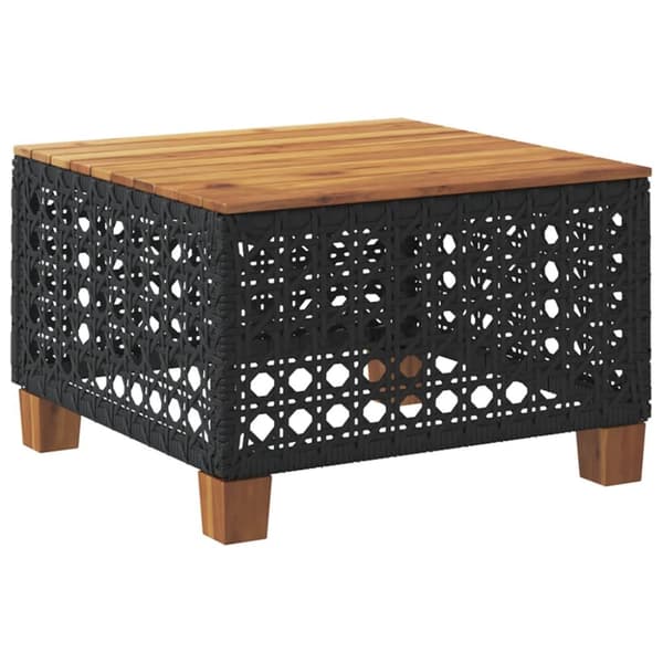 The Living Store Trädgårdsbord svart 55x55x36 cm konstrotting akaciaträ -  Utebord