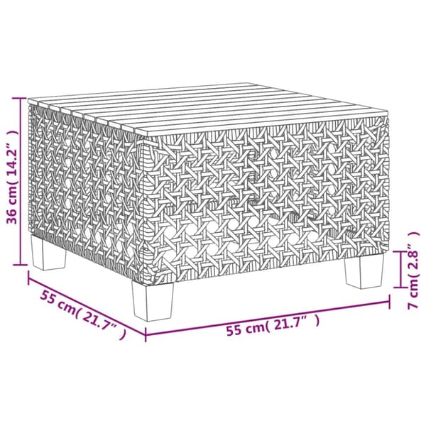 The Living Store Trädgårdsbord svart 55x55x36 cm konstrotting akaciaträ -  Utebord