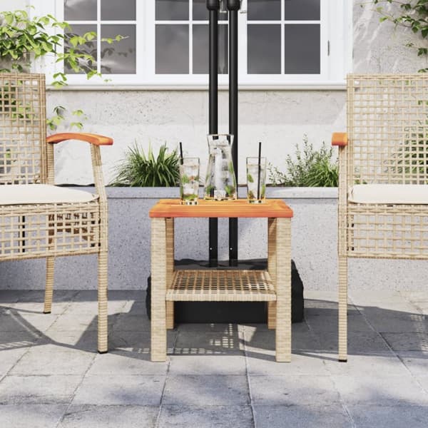 The Living Store havebord 40x40x42 cm polyrattan og akacietræ beige - Haveborde