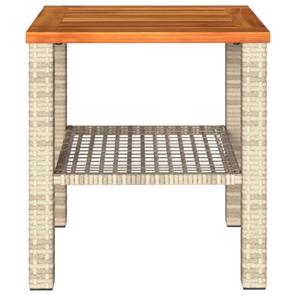 The Living Store havebord 40x40x42 cm polyrattan og akacietræ beige - Haveborde