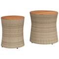 Miniatyrbillede 3 af 11: The Living Store haveborde 2 stk. med træplade polyrattan beige -  Haveborde