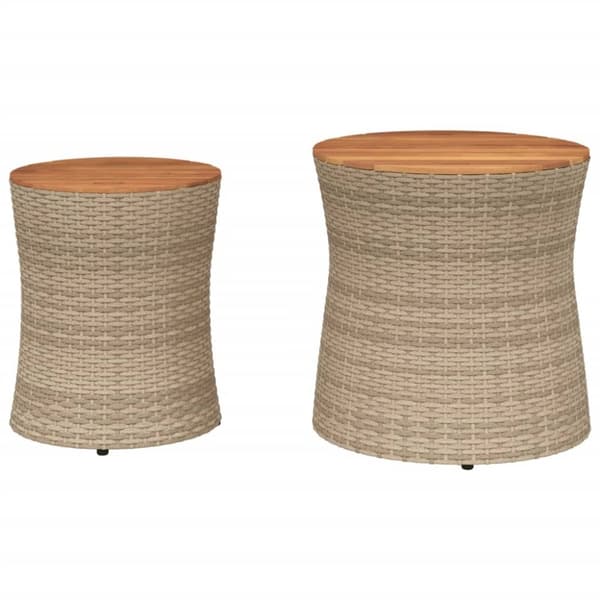 The Living Store haveborde 2 stk. med træplade polyrattan beige - Haveborde