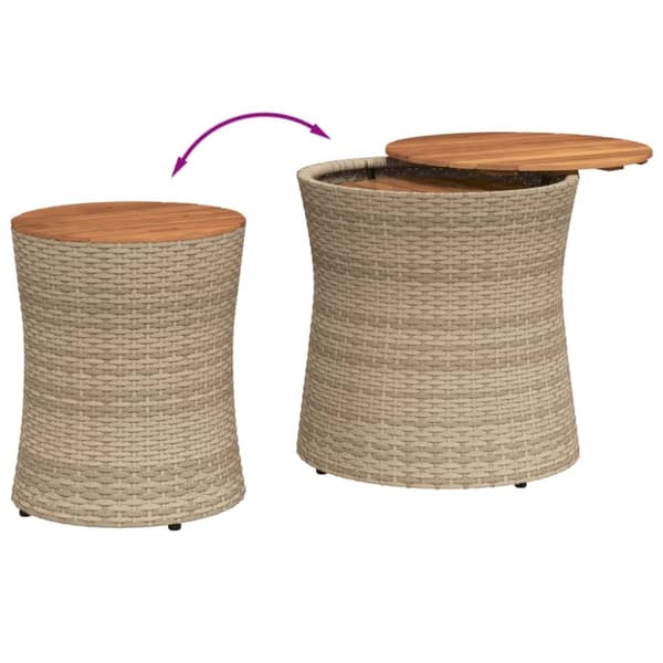 The Living Store haveborde 2 stk. med træplade polyrattan beige - Haveborde