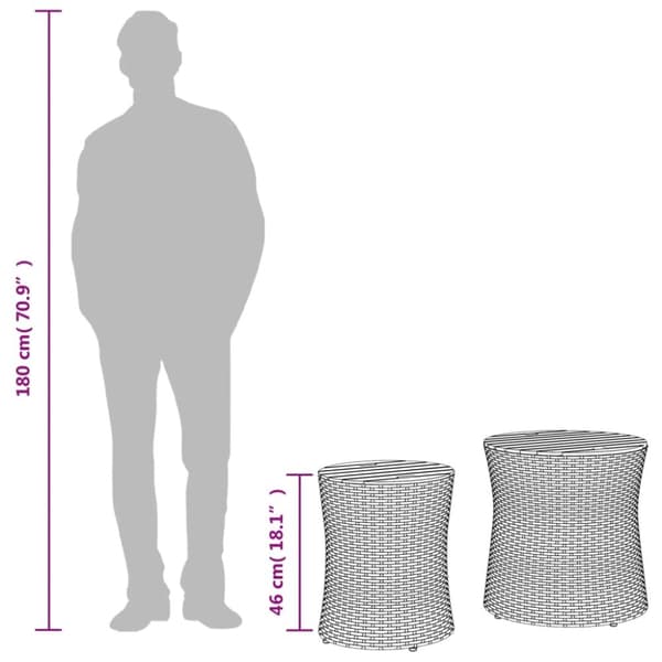 The Living Store haveborde 2 stk. med træplade polyrattan beige - Haveborde