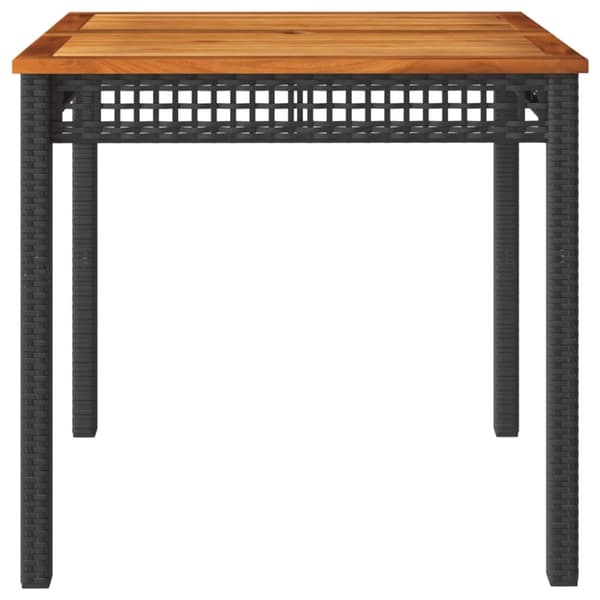 The Living Store havebord 80x80x75 cm polyrattan og akacietræ sort - Haveborde