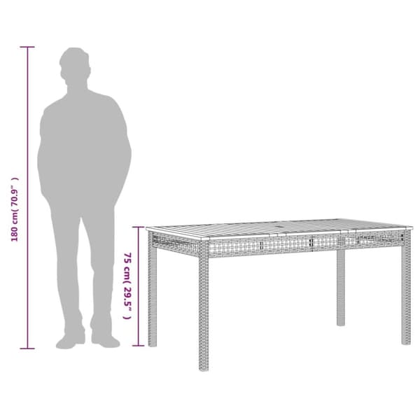 The Living Store havebord 140x80x75 cm polyrattan og akacietræ beige - Haveborde