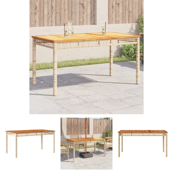 The Living Store havebord 140x80x75 cm polyrattan og akacietræ beige - Haveborde