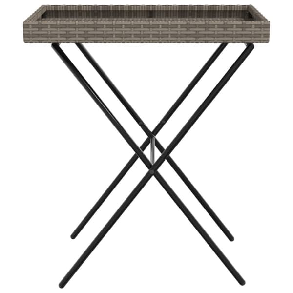 The Living Store Kokoontaittuva tarjotinpöytä harmaa 65x40x75 cm polyrottinki -  Ulkopöydät