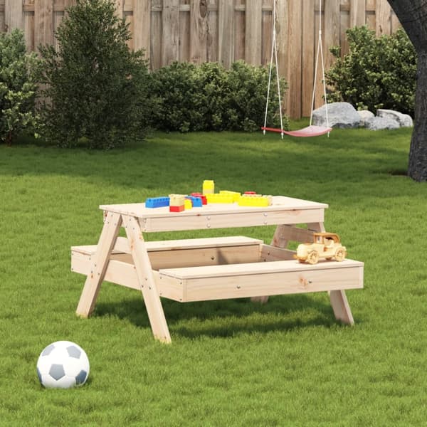 The Living Store picnicbord til børn 88x97x52 cm massivt fyrretræ - Haveborde