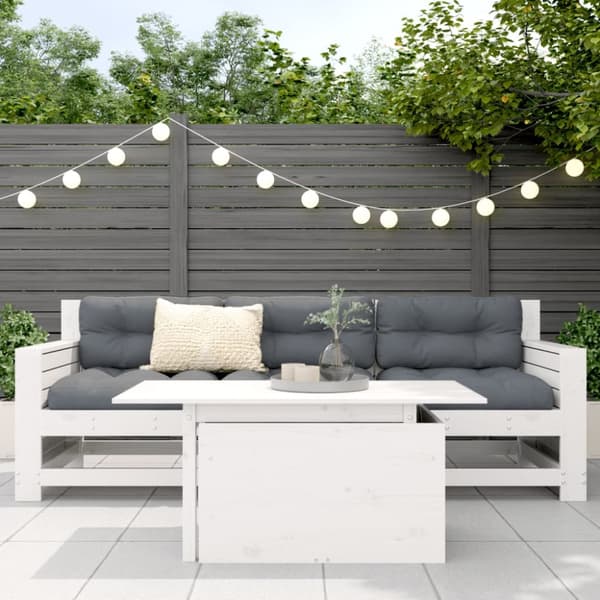 The Living Store havebord 100x50x75 cm massivt fyrretræ hvid - Haveborde