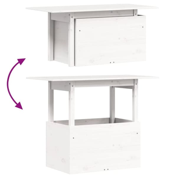 The Living Store havebord 100x50x75 cm massivt fyrretræ hvid -  Haveborde