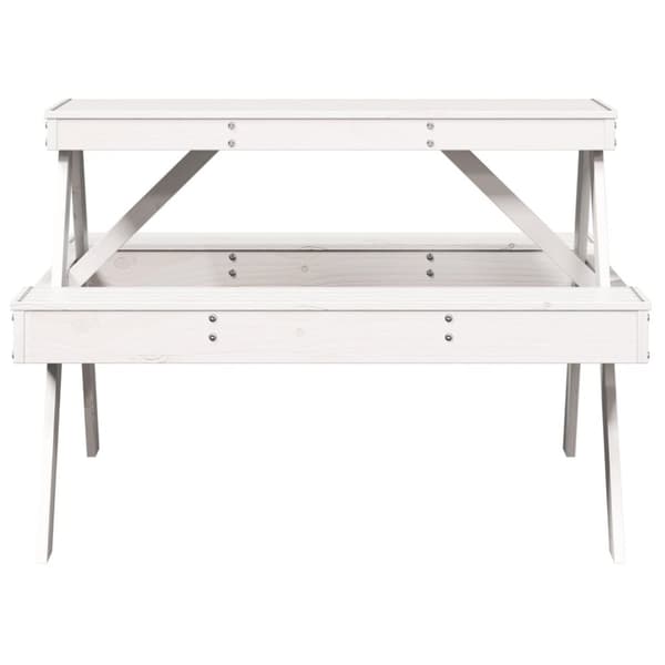 The Living Store picnicbord 105x134x75 cm massivt fyrretræ hvid -  Haveborde