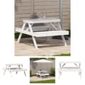 Miniatyrbillede 1 af 10: The Living Store picnicbord 105x134x75 cm massivt fyrretræ hvid -  Haveborde
