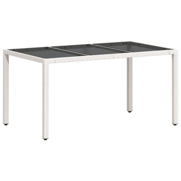 The Living Store Puutarhapöytä lasipöytälevy valkoinen 150x90x75 cm polyrottinki -  Ulkopöydät