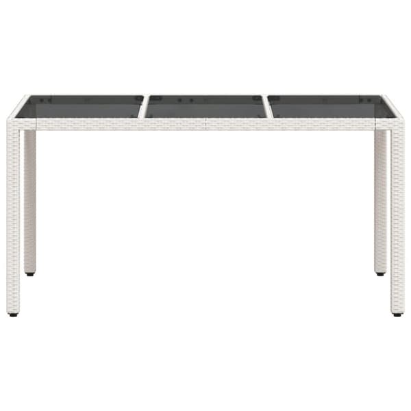 The Living Store Puutarhapöytä lasipöytälevy valkoinen 150x90x75 cm polyrottinki -  Ulkopöydät