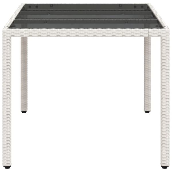 The Living Store Puutarhapöytä lasipöytälevy valkoinen 150x90x75 cm polyrottinki -  Ulkopöydät