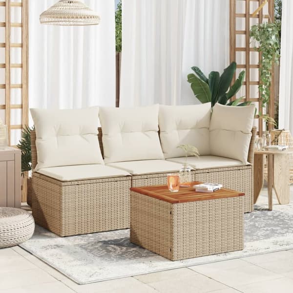 The Living Store havebord 55x55x37 cm polyrattan og akacietræ beige -  Haveborde
