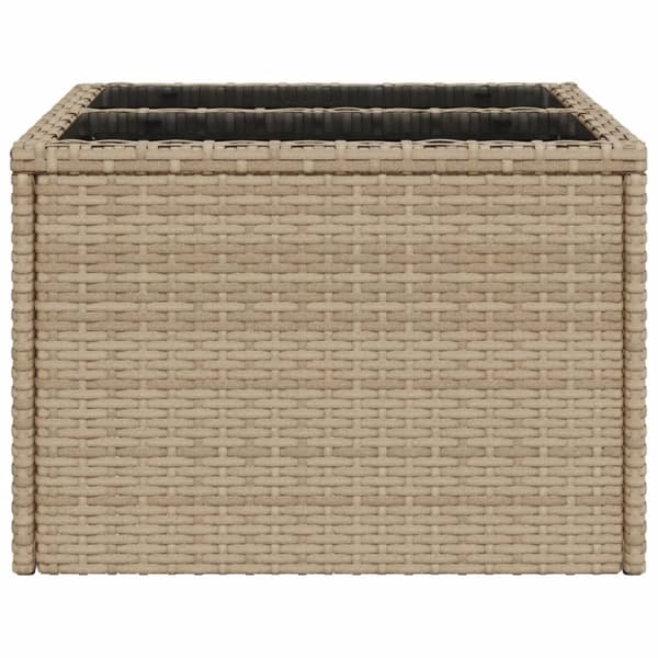 The Living Store havebord med glastop 55x55x37 cm polyrattan beige -  Haveborde