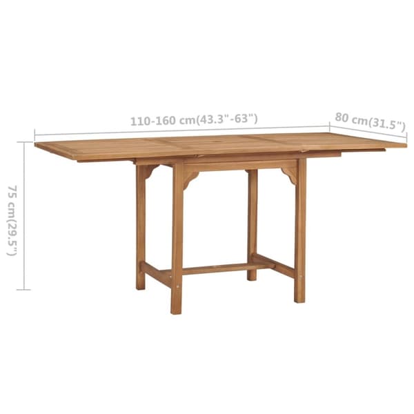 Haveborde - Living udvideligt havebord (110-160)x80x75 cm massivt teaktræ
