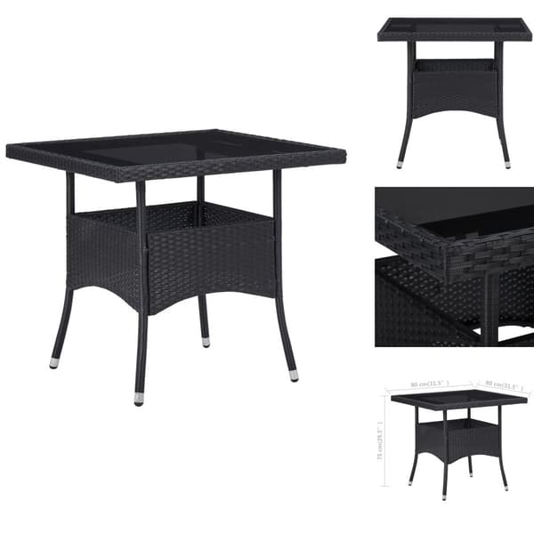 Haveborde - Living udendørs spisebord polyrattan og glas sort