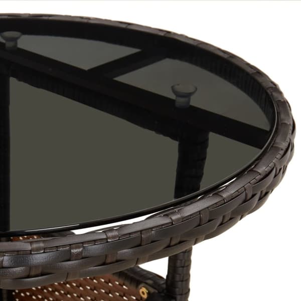 Haveborde - Living havebord Ø60x75 cm hærdet glas og polyrattan brun