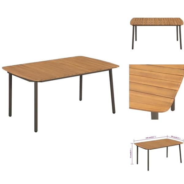 Haveborde - Living havebord massivt akacietræ og stål 150 x 90 x 72 cm