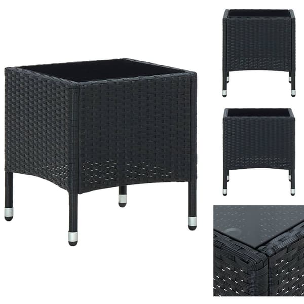 Haveborde - Living havebord 40x40x45 cm polyrattan sort