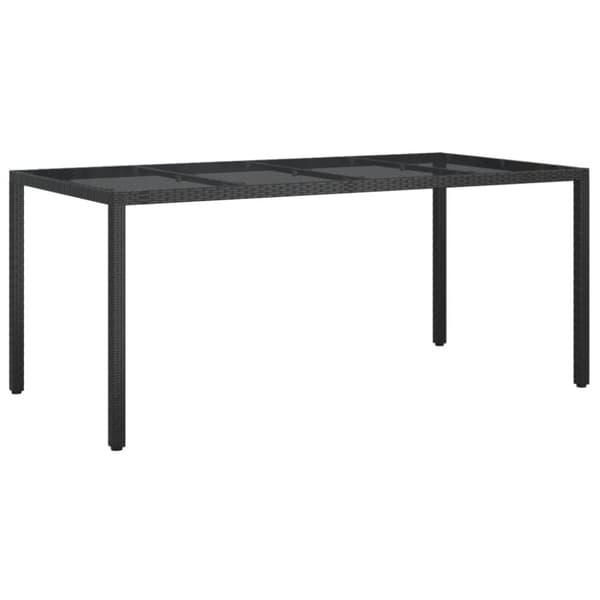 Haveborde - Living havebord 190x90x75 cm hærdet glas og polyrattan sort
