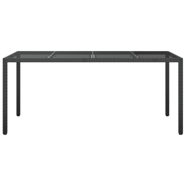 Haveborde - Living havebord 190x90x75 cm hærdet glas og polyrattan sort