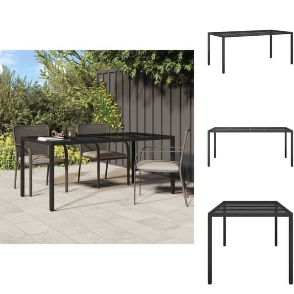 Haveborde - Living havebord 190x90x75 cm hærdet glas og polyrattan sort