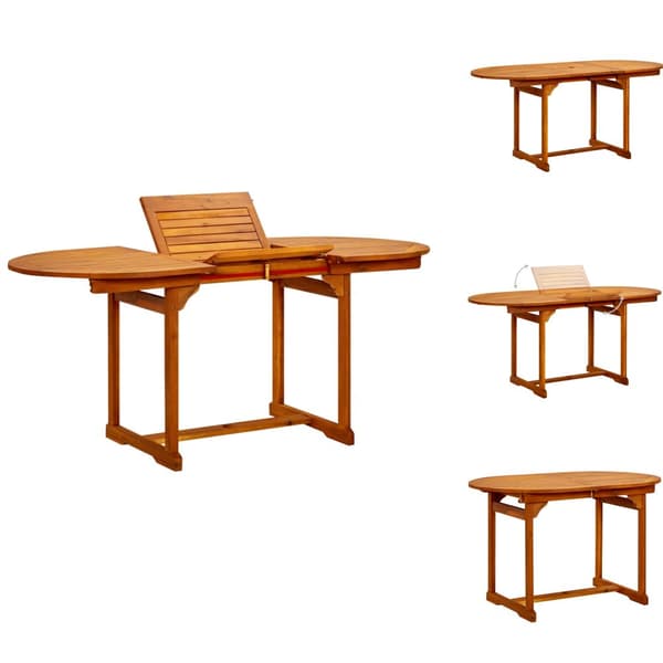 Utebord - Living Matbord för trädgården (120-170)x80x75 cm massiv akacia
