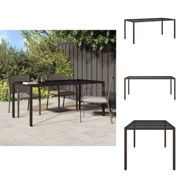 Haveborde - Living havebord 190x90x75 cm hærdet glas og polyrattan brun