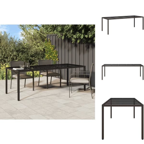 Haveborde - Living havebord 250x100x75 cm hærdet glas og polyrattan brun