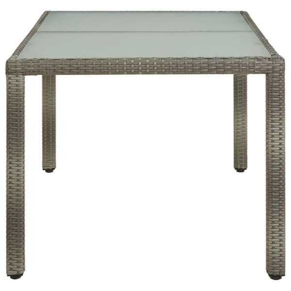 Haveborde - Living havebord 150x90x75 cm hærdet glas og polyrattan grå