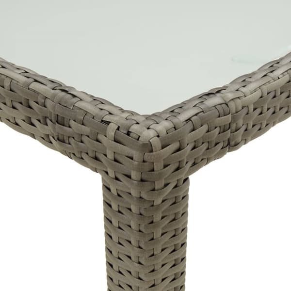 Haveborde - Living havebord 150x90x75 cm hærdet glas og polyrattan grå