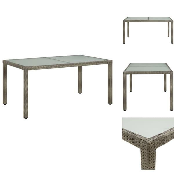 Haveborde - Living havebord 150x90x75 cm hærdet glas og polyrattan grå
