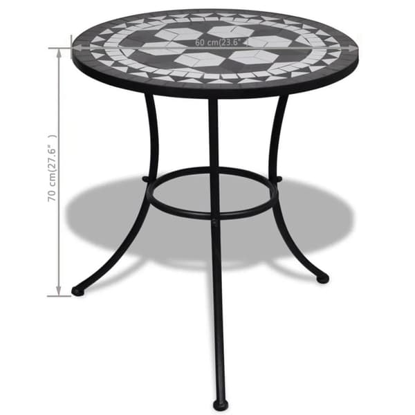 Utebord - Living Caféset svart och vit 60 cm mosaik