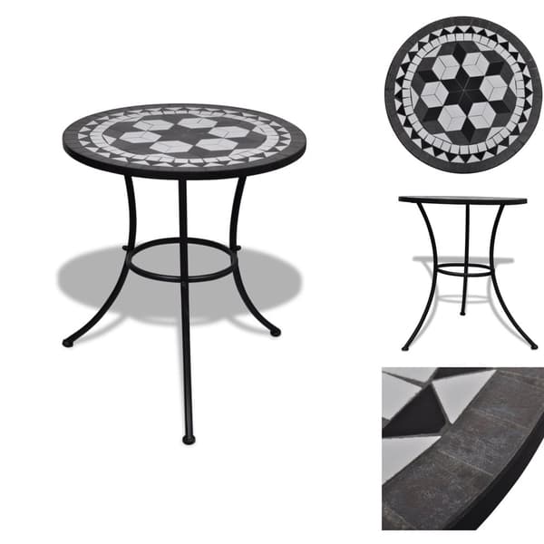 Haveborde - Living bistrobord 60 cm mosaik sort og hvid