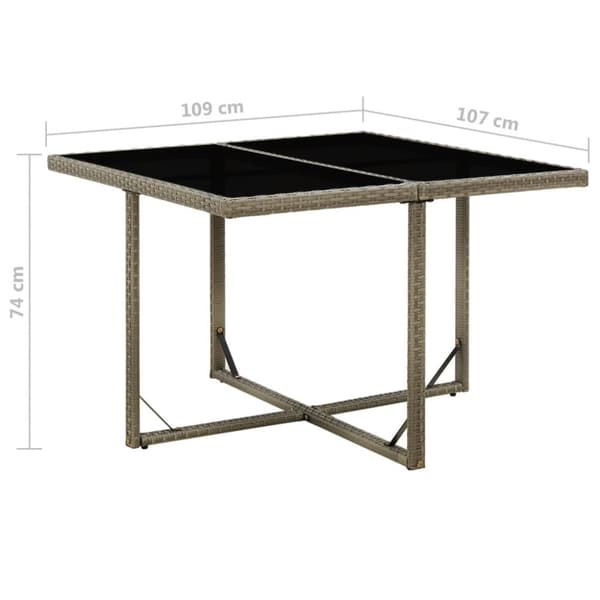 Haveborde - Living havebord 109x107x74 cm polyrattan og glas grå
