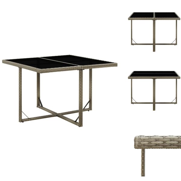 Haveborde - Living havebord 109x107x74 cm polyrattan og glas grå